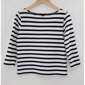 J.Crew Women’s Navy & White Knit Boatneck T-Shirt Sz XS Nautical Coastal Sturdy‎